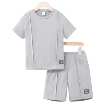 GREY PIPING SHORT SET