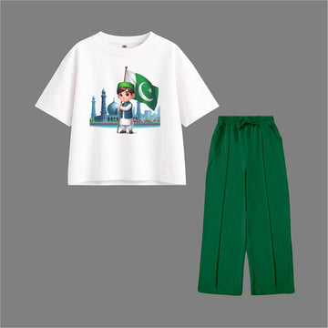 14 AUGUST CUTE BOY WITH PAKISTAN FLAG Oversized Tracksuit
