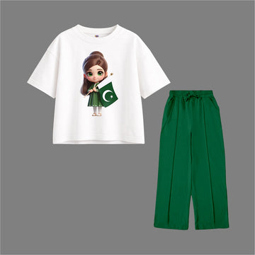 14 AUGUST CUTE GIRL WITH PAKISTAN FLAG Oversized Tracksuit
