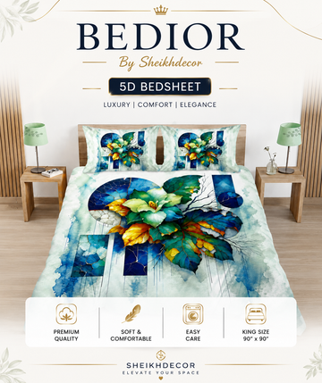 Bedior by SheikhDecor – 5D Digital Bedsheet Set | King Size | 3 Pcs