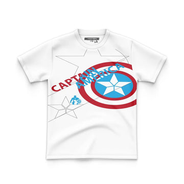 JUNIOR COTTON WHITE CAPTAIN AMERICA TEE