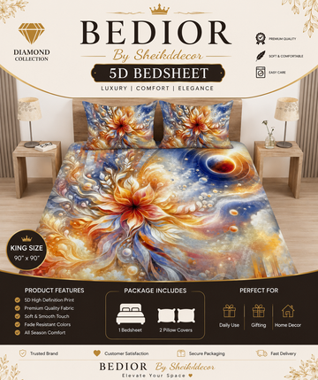Bedior by SheikhDecor – 5D Digital Bedsheet Set | King Size | 3 Pcs