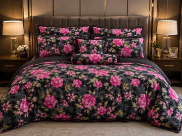 Pure Cotton Bedsheet new Black Red Rose
