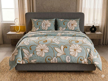 Cotton Bedsheet Blue Flower