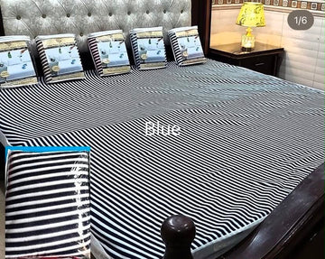 Fitted Mattress protected sheet white Blue lining