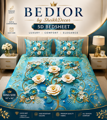 Bedior by SheikhDecor – 5D Digital Bedsheet Set | King Size | 3 Pcs