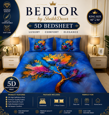 Bedior by SheikhDecor – 5D Digital Bedsheet Set | King Size | 3 Pcs