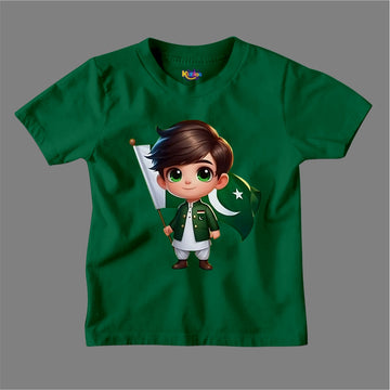 14 AUGUST BOY WITH FLAG T-SHIRT