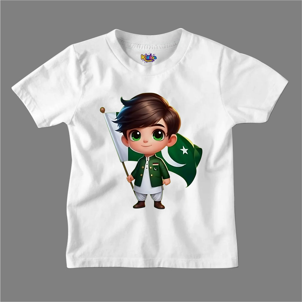 14 AUGUST BOY WITH FLAG T-SHIRT