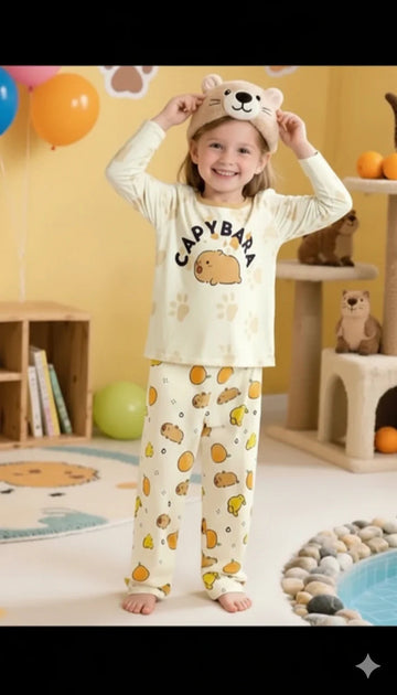 Off White Cappy Bara Printed Full Sleeves Kids Suit