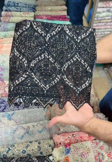 ❁Bin Saeed Fancy Black Luxury Embroidery Chickenkari 3PICES Lawn❁
