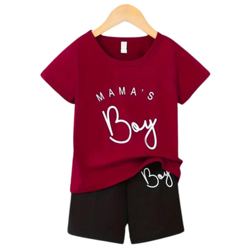 MAROON MAMA'S BOY SHORT SET