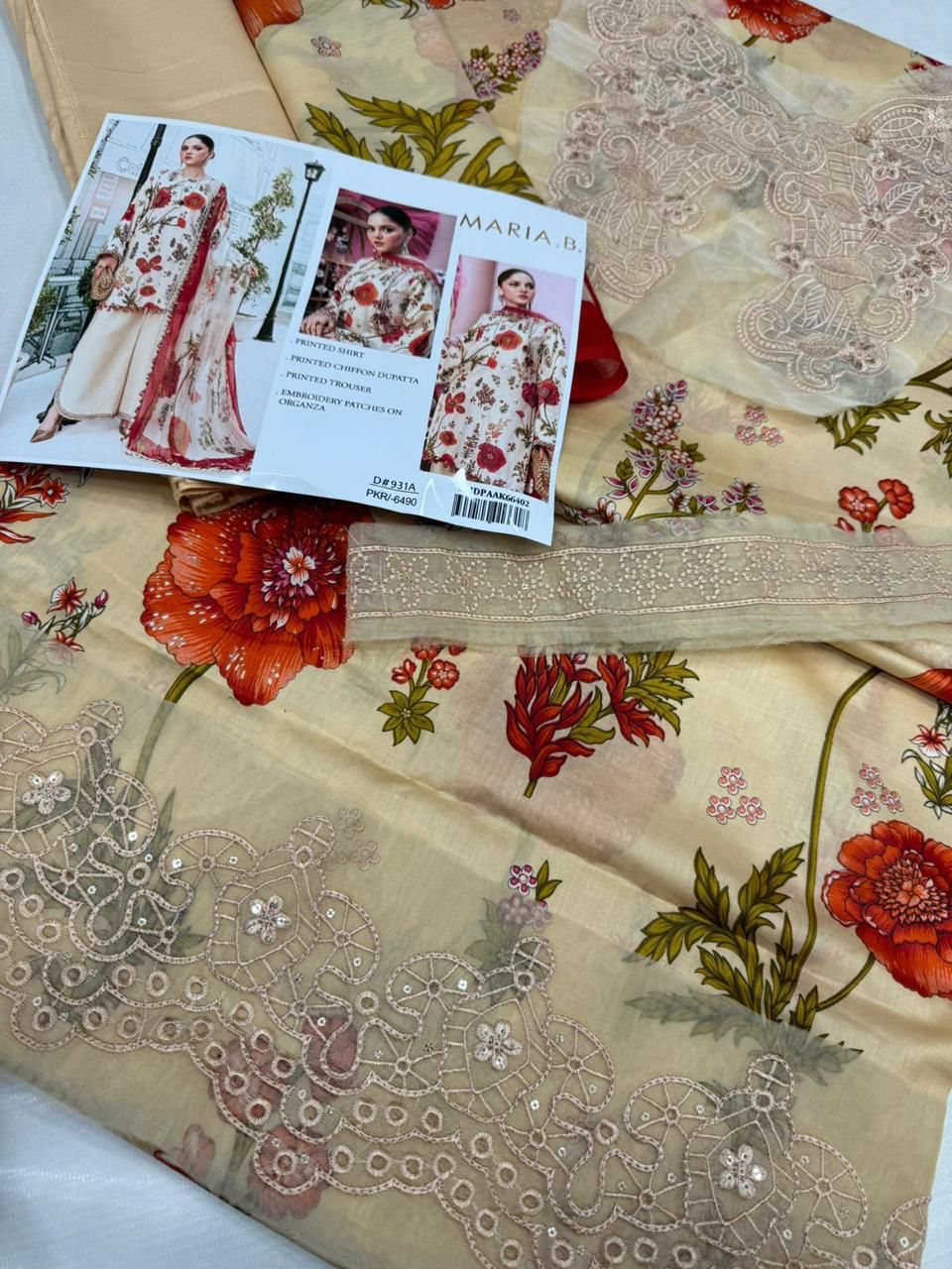 Maria B 3PC Embroidered Lawn Suit