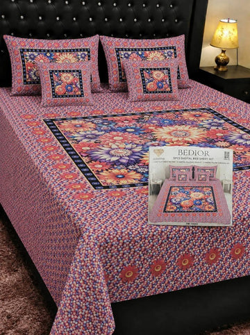 5D Digital Bedsheet Pink Set | King Size | 3 Pcs