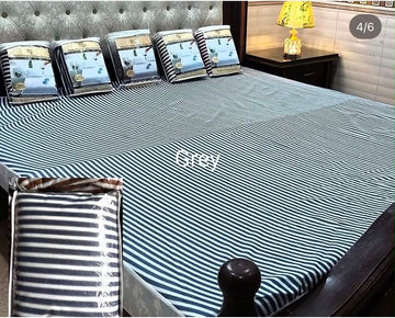 Fitted Mattress protected sheet white gray lining