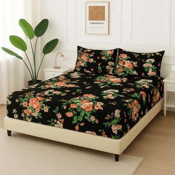 Black Tulip -Fitted Bedsheet Set