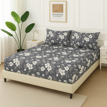 Grey Tulips -Fitted Bedsheet Set