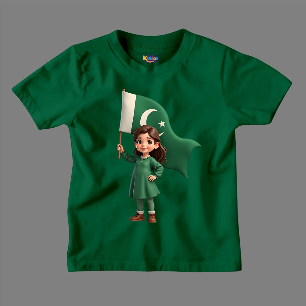 14 AUGUST LITTLE GIRL WITH FLAG  T-SHIRT