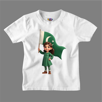 14 AUGUST LITTLE GIRL WITH FLAG  T-SHIRT