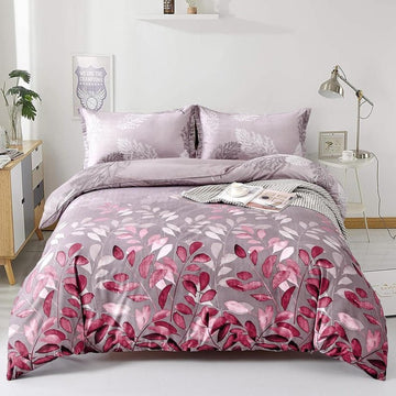 Pink Leaves-Bed Sheet Set